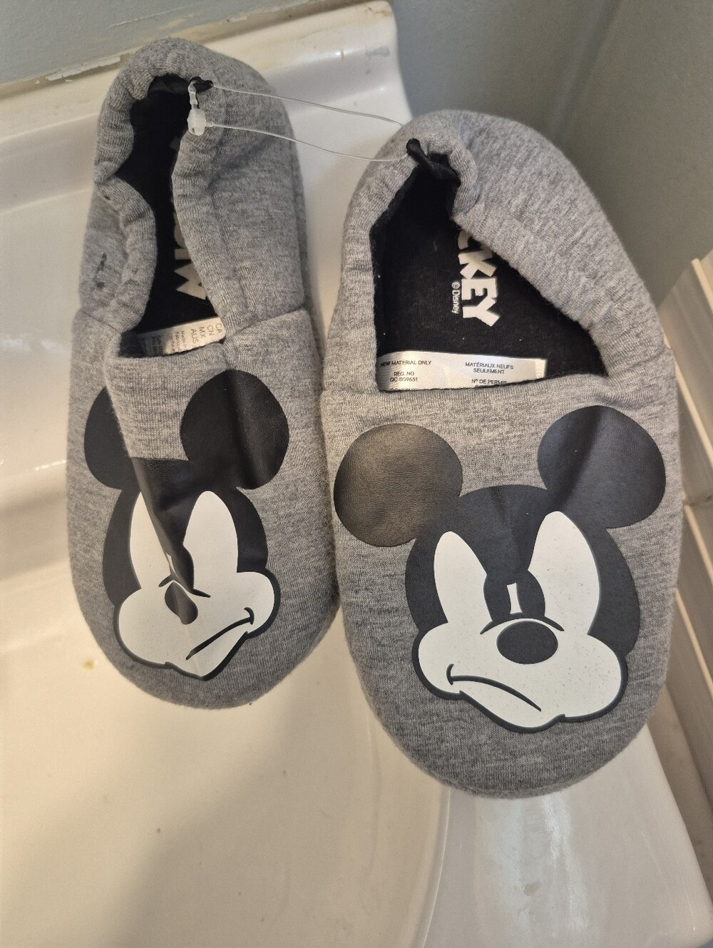 Disney Gray Mickey Mouse Slip-On Slippers for Kids
